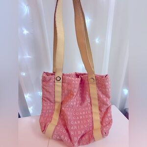 Authentic pink and cream bvlgari tote